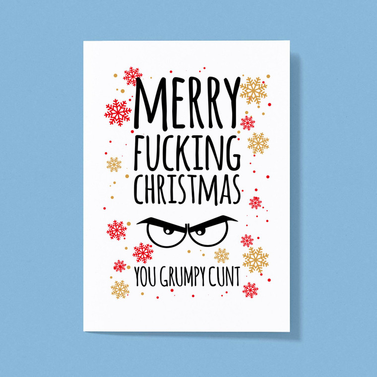 Merry Fucking Christmas You Grumpy... Swearing - Rude Greeting Card - Slightly Disturbed - Image 1 of 2
