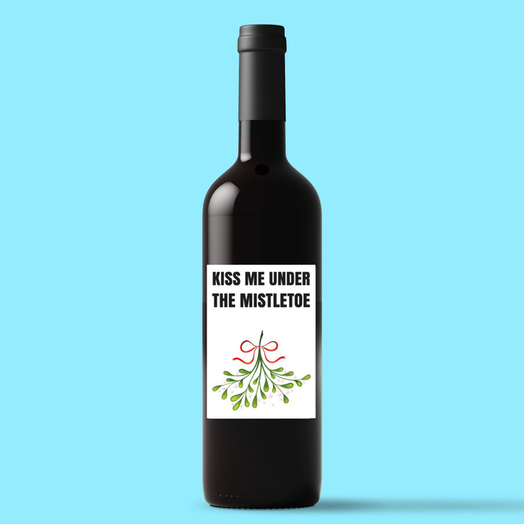 Kiss Me Under The Mistletoe - Novelty Wine/Beer Labels - Slightly Disturbed - Image 1 of 1