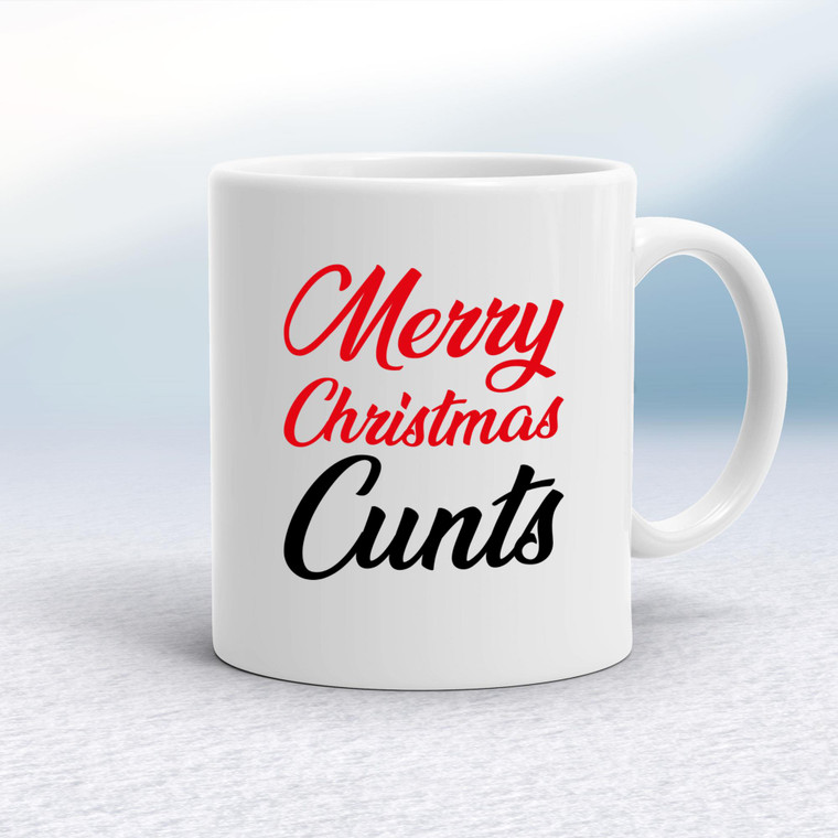 Merry Christmas Cunts - Rude Mugs - Slightly Disturbed - Image 1 of 12
