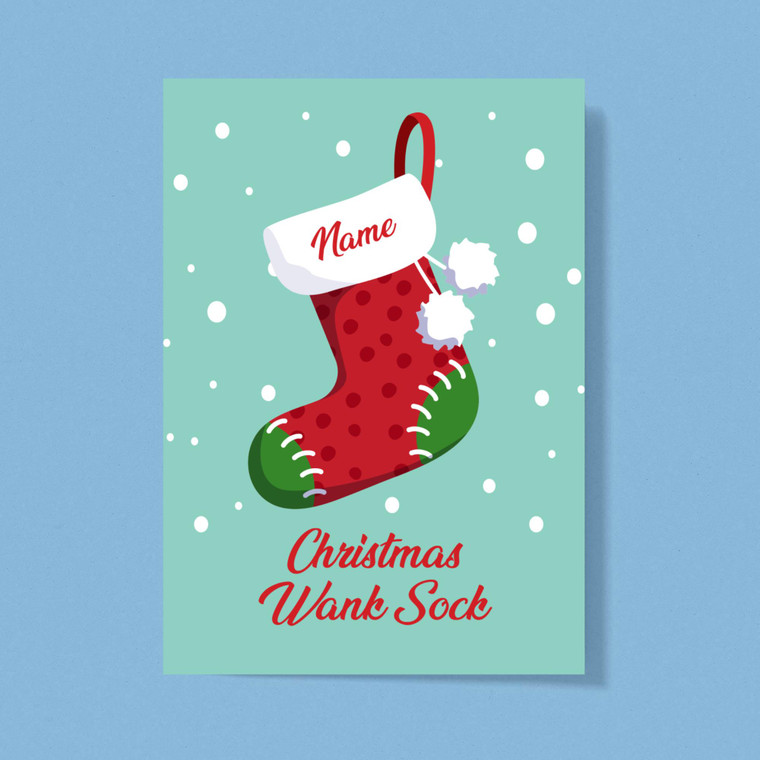Personalised Christmas Wank Sock - Rude Greeting Cards - Slightly Disturbed - Image 1 of 1