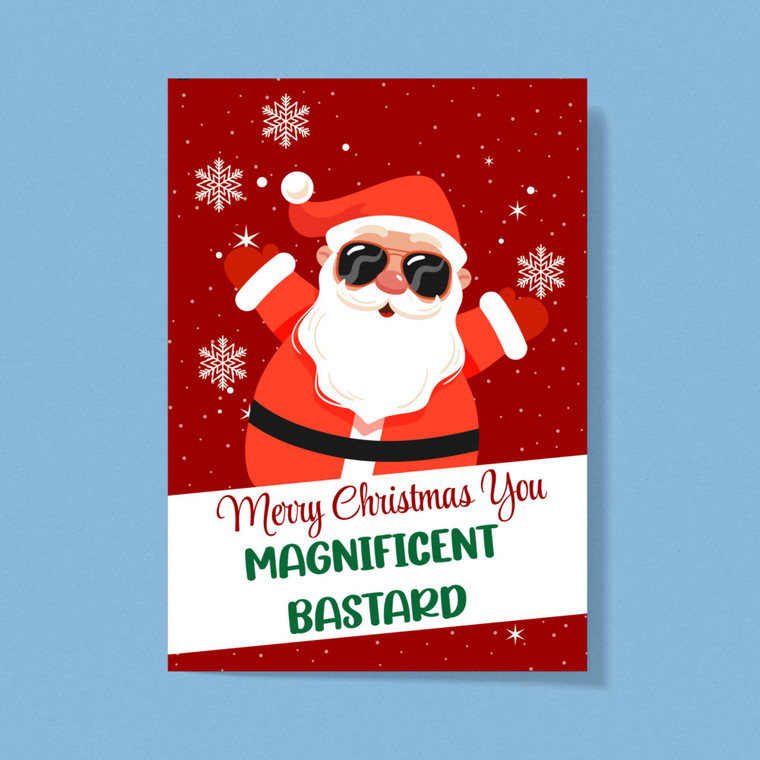 Merry Xmas You Magnificent Bastard - Rude Greeting Cards - Slightly Disturbed - Image 1 of 1