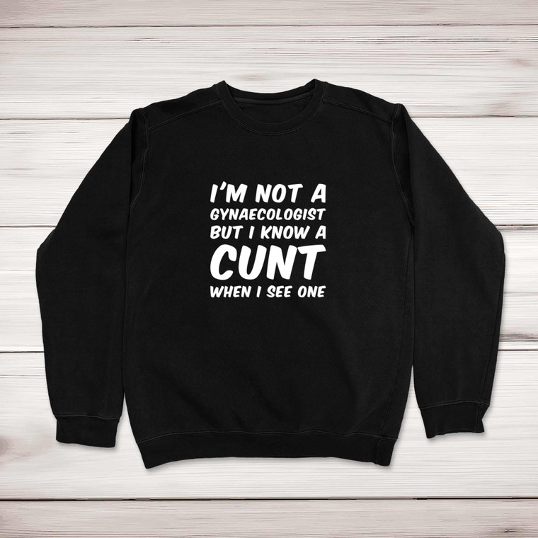 I'm Not A Gynaecologist - Rude Sweatshirts - Slightly Disturbed - Image 1 of 2