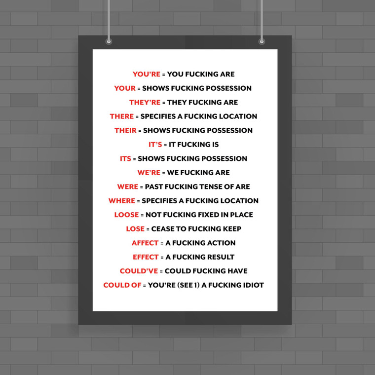 Correct Fucking Grammar - Rude Posters - Slightly Disturbed - Image 1 of 1