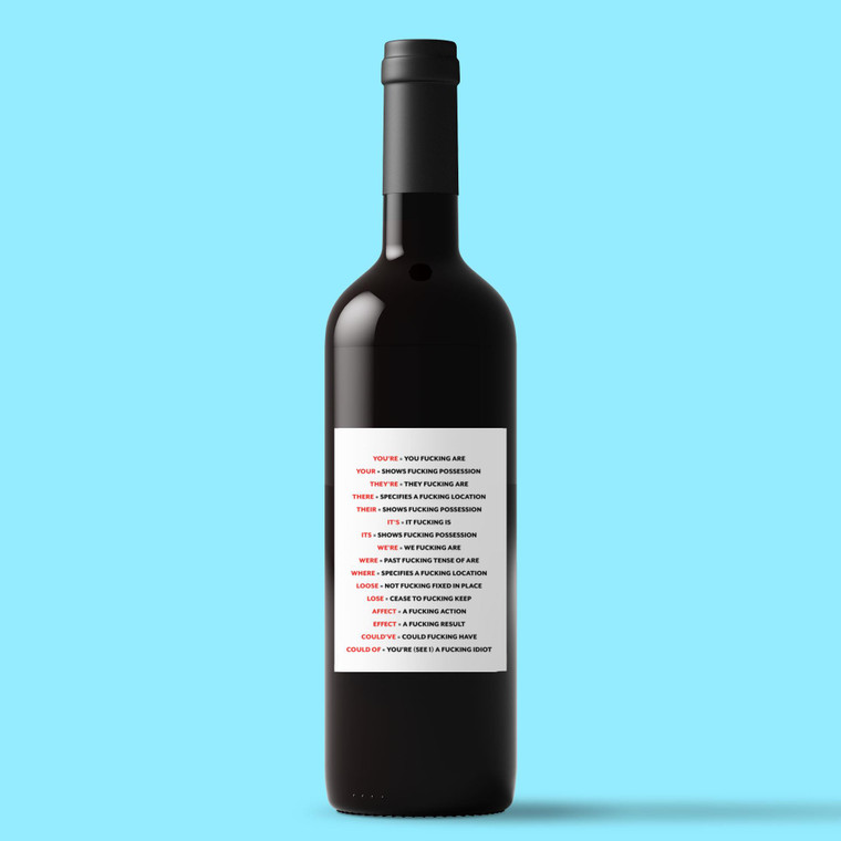 Correct Fucking Grammar - Rude Wine/Beer Labels - Slightly Disturbed - Image 1 of 1