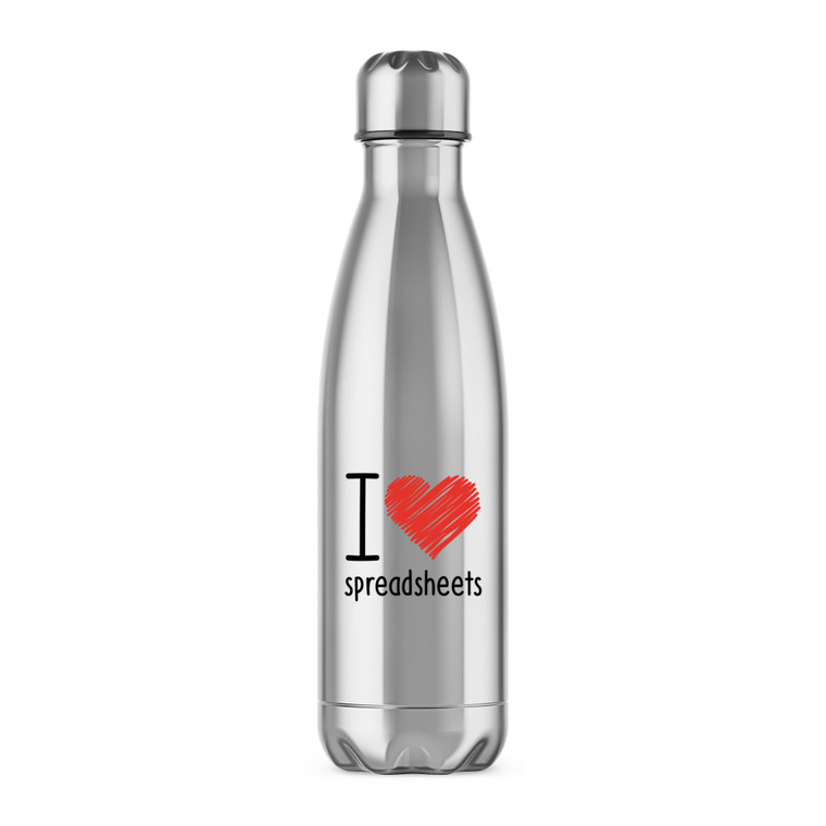I Love Spreadsheets - Geeky Water Bottles - Slightly Disturbed - Image 1 of 2