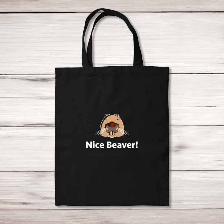 Nice Beaver (Coloured) - Novelty Tote Bags - Slightly Disturbed