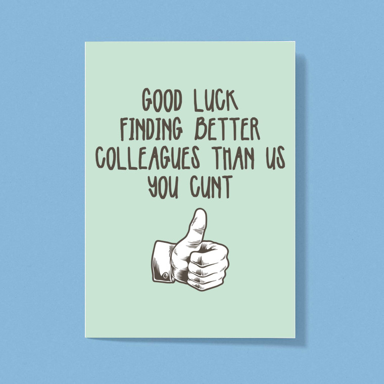 Good Luck Finding Better Colleagues - Rude Greeting Cards - Slightly Disturbed - Image 1 of 1