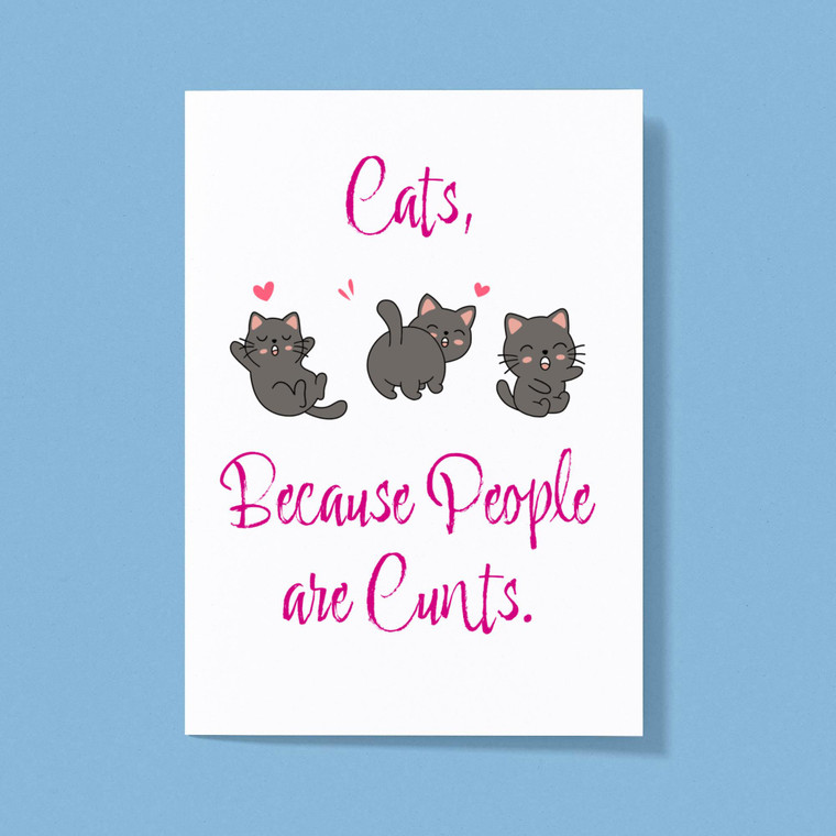 Cats, Because People Are Cunts - Rude Greeting Cards - Slightly Disturbed - Image 1 of 1