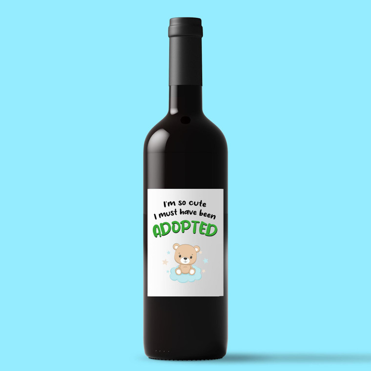 So Cute I'm Adopted - Novelty Wine/Beer Labels - Slightly Disturbed - Image 1 of 1