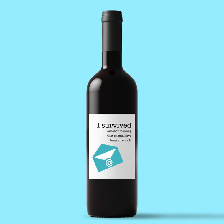 I Survived Another Meeting - Novelty Wine/Beer Labels - Slightly Disturbed - Image 1 of 1