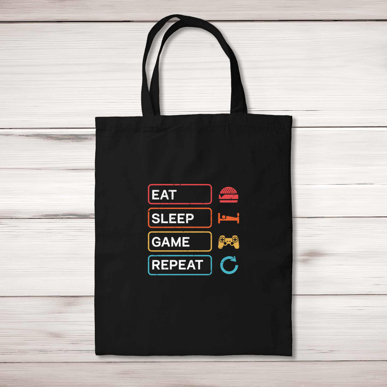 Eat Sleep Game Repeat - Geeky Tote Bags - Slightly Disturbed