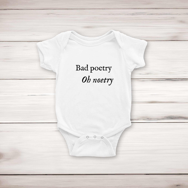 Bad Poetry Oh Noetry - Novelty Babygrows & Sleepsuits - Slightly Disturbed - Image 1 of 4
