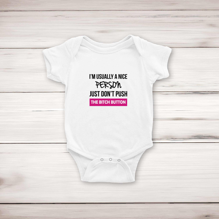 The Bitch Button - Rude Babygrows & Sleepsuits - Slightly Disturbed - Image 1 of 4