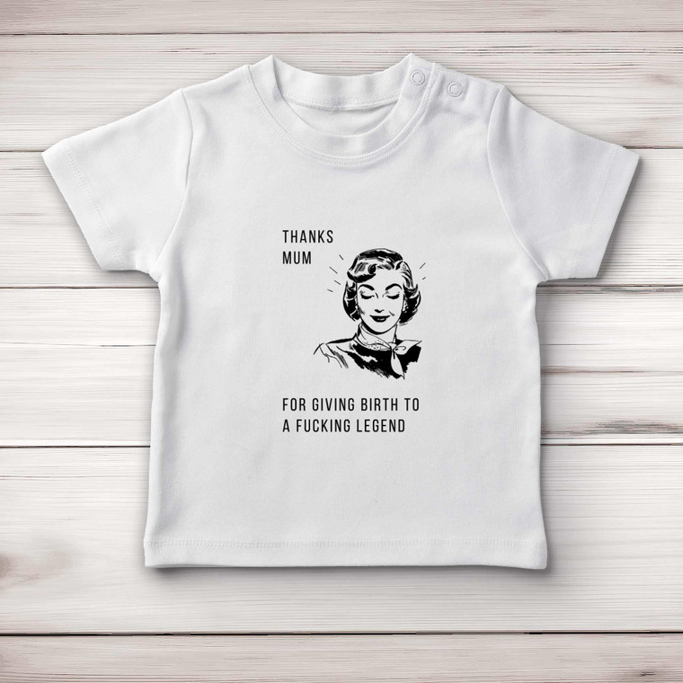 Thanks Mum - Rude Baby T-Shirts - Slightly Disturbed - Image 1 of 3