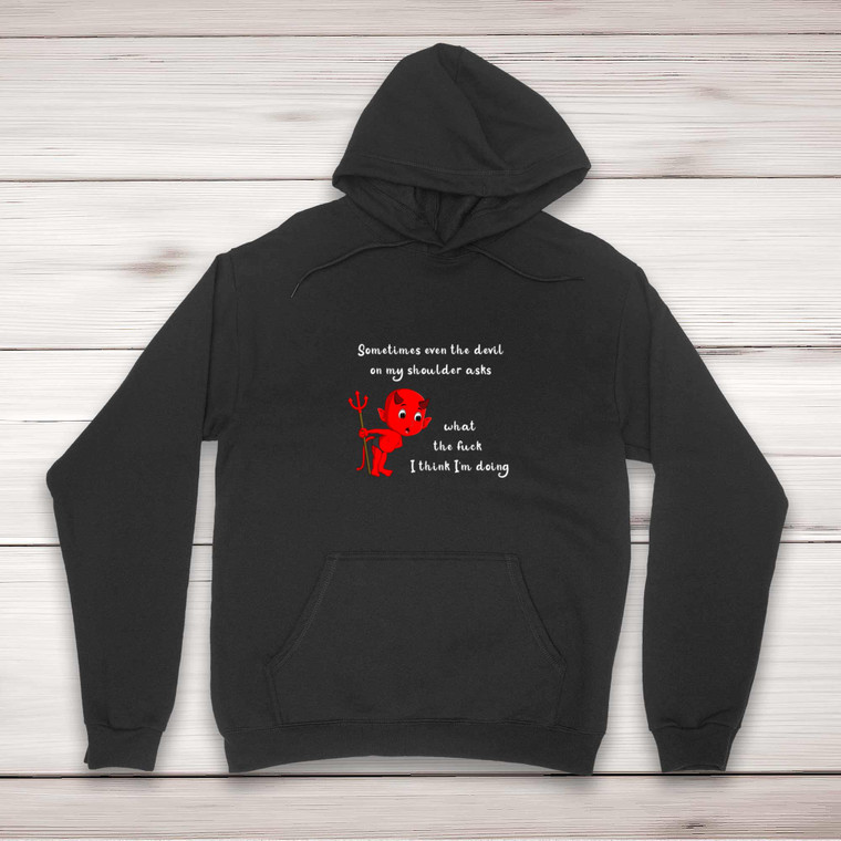 Devil On My Shoulder - Rude Hoodies - Slightly Disturbed - Image 1 of 2