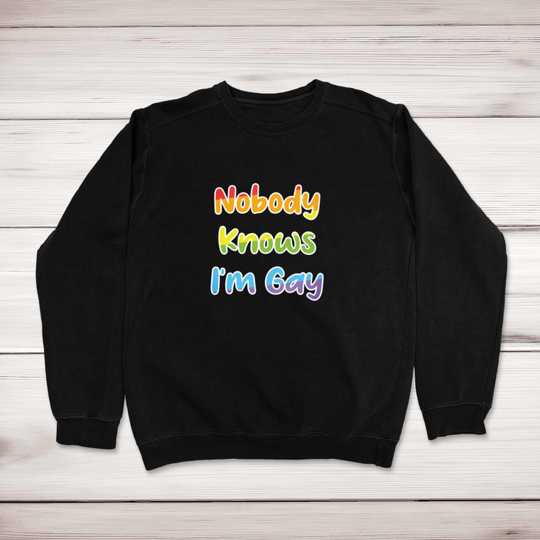 Nobody Knows I'm Gay - Rude Sweatshirts - Slightly Disturbed - Image 1 of 2