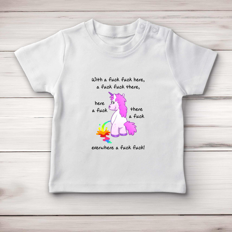 With A Fuck Fuck Here - Rude Baby T-Shirts - Slightly Disturbed - Image 1 of 4