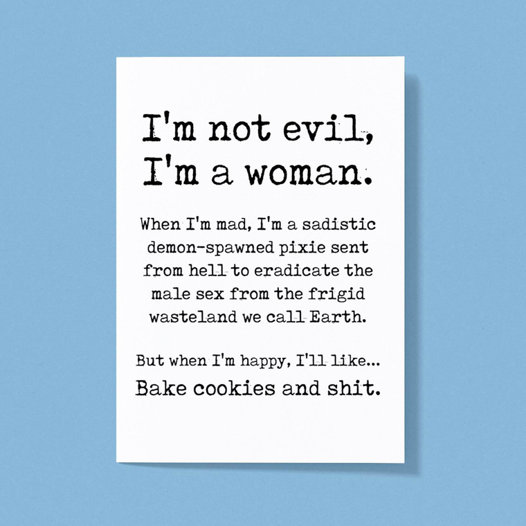 I'm Not Evil - Rude Greeting Cards - Slightly Disturbed - Image 1 of 1