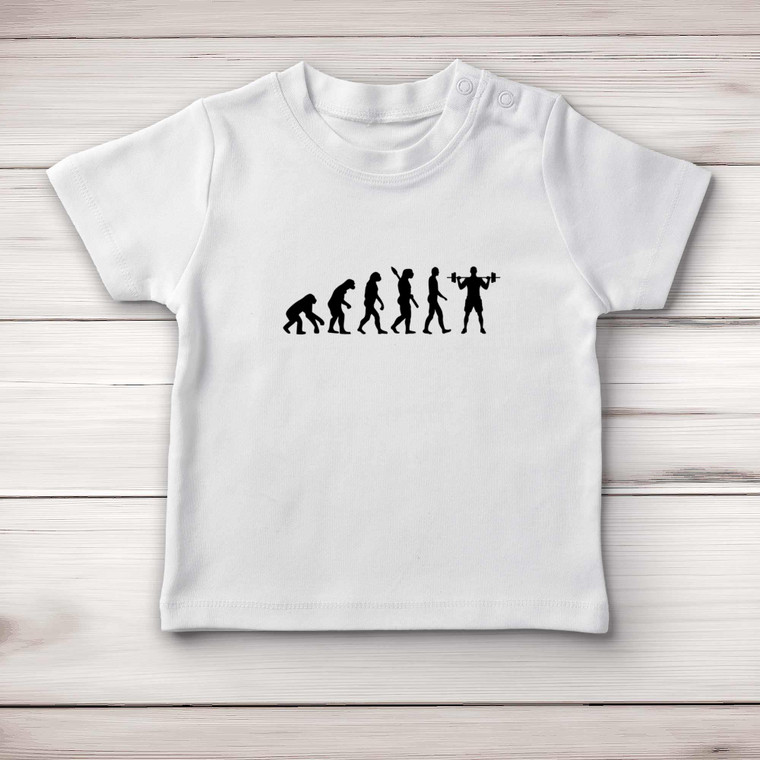 Evolution Of A Body Builder - Novelty Baby T-Shirts - Slightly Disturbed - Image 1 of 4