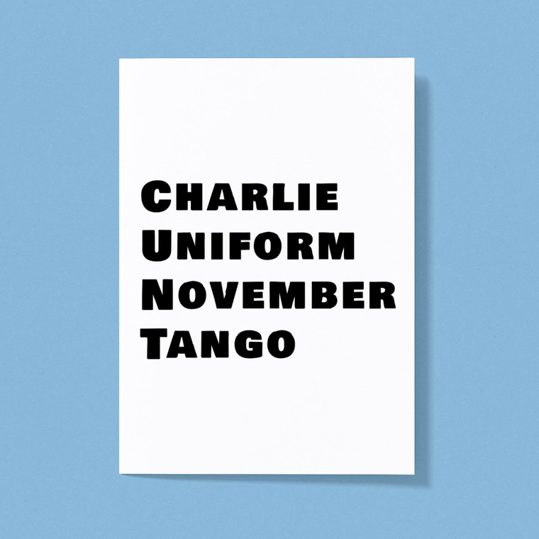 Charlie Uniform - Rude Greeting Cards - Slightly Disturbed - Image 1 of 1