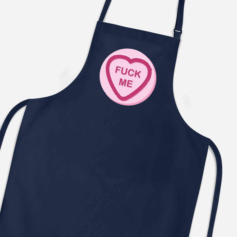 Fuck Me Love Heart Sweet Apron - Navy Blue - 4