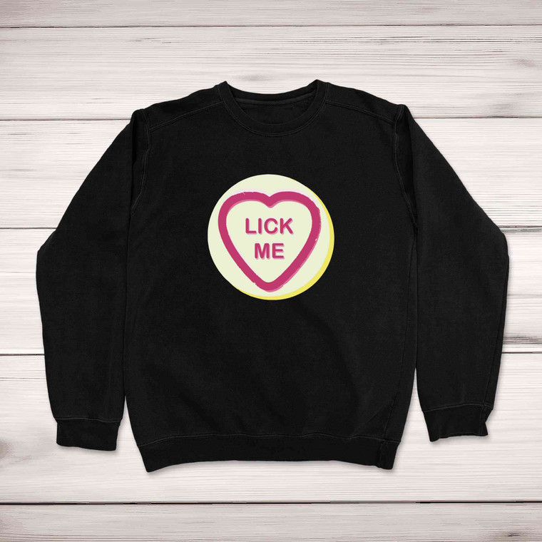 Suck-Lick Me Love Heart Sweet Sweatshirt - Black - 1