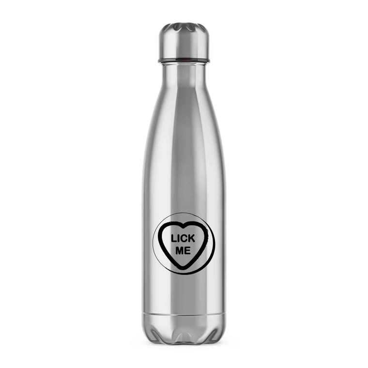 Suck-Lick Me Love Heart Sweet Water Bottle - Silver - 1