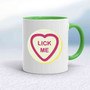 Suck-Lick Me Love Heart Sweet Mug - White/Green - 17