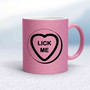 Suck-Lick Me Love Heart Sweet Mug - Pink Glitter/White - 27