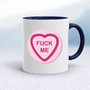 Fuck Me Love Heart Sweet Mug - White/Navy Blue - 3