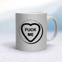 Fuck Me Love Heart Sweet Mug - Silver Glitter/White - 15