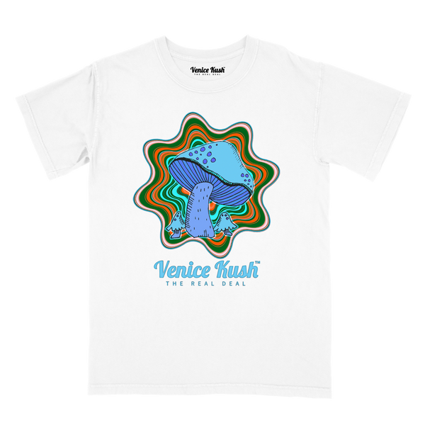 Psychedelic White Tee  - Blue