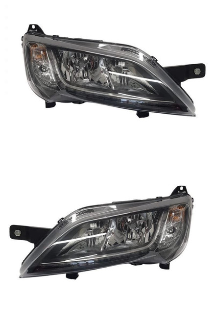 Rimor Motorhome Headlight Headlamp Black With LED DRL Pair Genuine 5/2014>