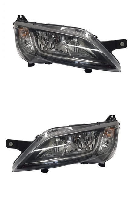 Malibu Motorhome Headlight Headlamp Black With LED DRL Pair Genuine 5/2014>