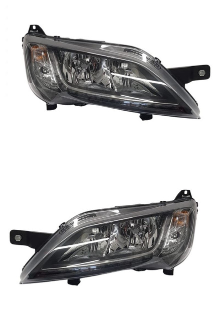 Ace Motorhome Headlight Headlamp Black With LED DRL Pair Genuine 5/2014 Onwards