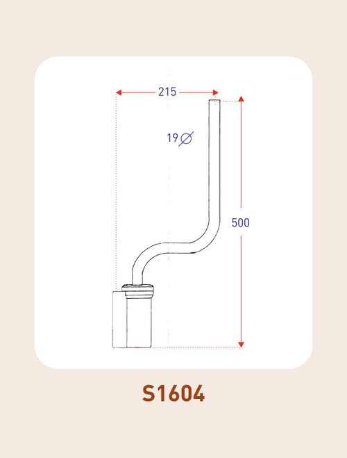 Universal Mirror Arm Lenth 500mm Throw 215mm Arm Dia 19mm - Ashtree S1604