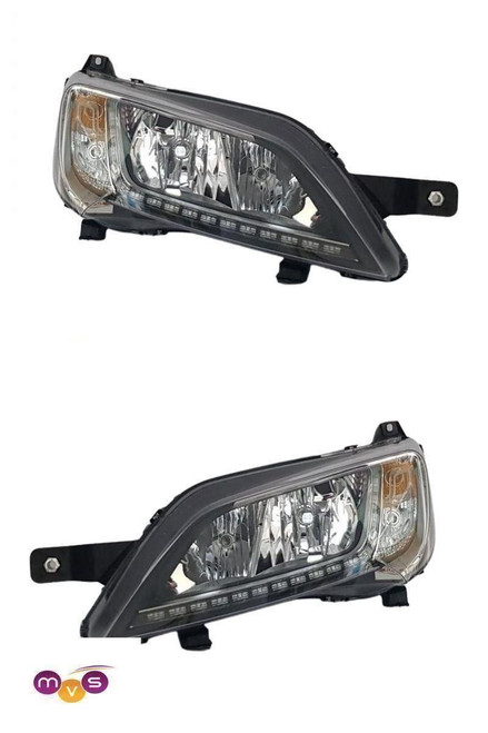 Hymer Motorhome Headlight Lamp With LED DLR Chrome Pair Genuine 2014>
