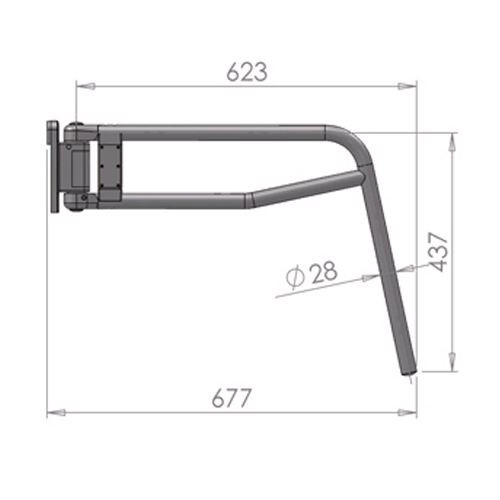 Bus Coach Mirror Arm Manual Length 437mm x Throw 623mm Arm Dia 28mm