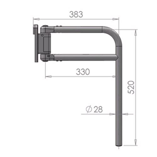 Bus Coach Mirror Arm Manual Length 520mm x Throw 383mm - Arm Diameter 28mm