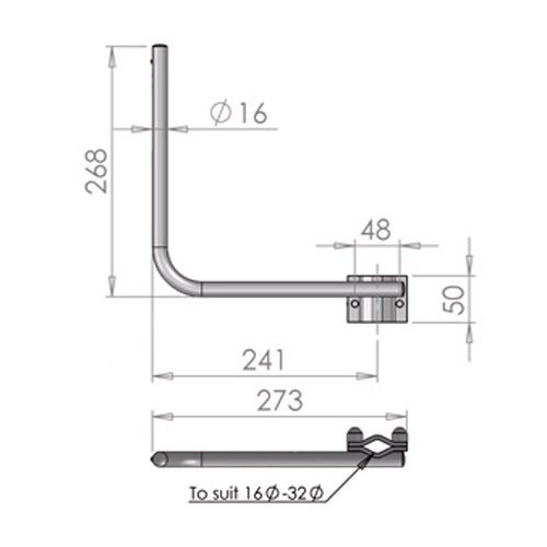 Off Road Fork Lift Construction Mirror Arm Length 268mm Throw 241mm Arm Dia 16mm