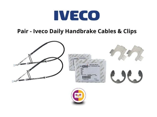 Genuine Iveco Daily Handbrake Cable Pair + Clips 2006 On 5802235434, 5803037978 