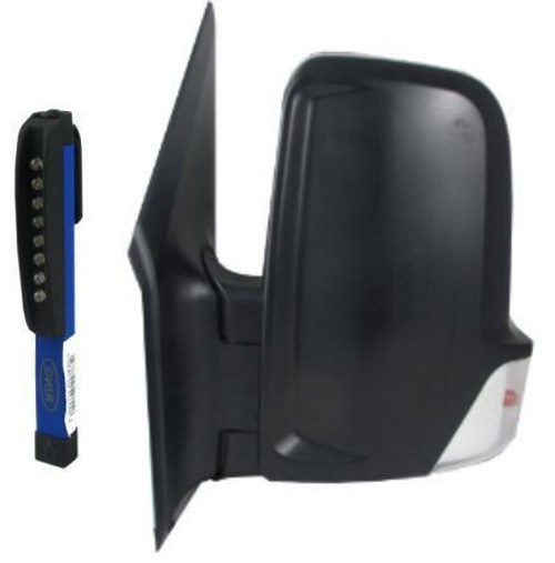 Volkswagen VW Crafter Door Wing Mirror Manual NS Left 2006-2018 With Free Torch