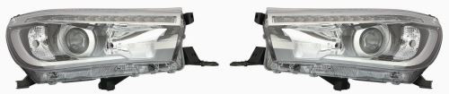 Toyota Hi-Lux Headlight Black Inner Incl.LED Daytime Running Lamp Pair 2015-2020