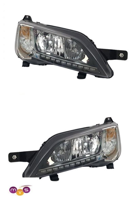 Chausson Motorhome Headlight Lamp With LED DLR Chrome Pair Genuine 2014>
