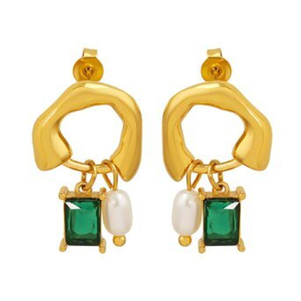 Lūceō Class, 18K gold plated Stainless steel earrings