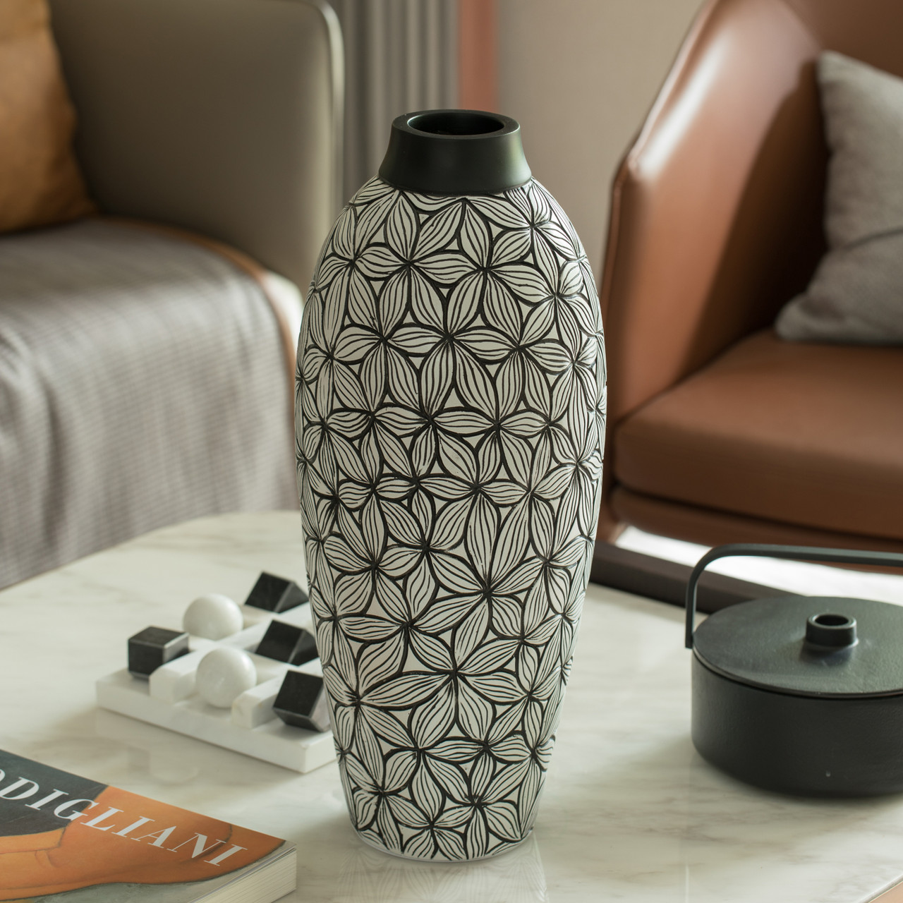 Vase Ceramic Light Luxury Home Decor Modern Living Room Dining Table ZHAOSHUNLI Size : S