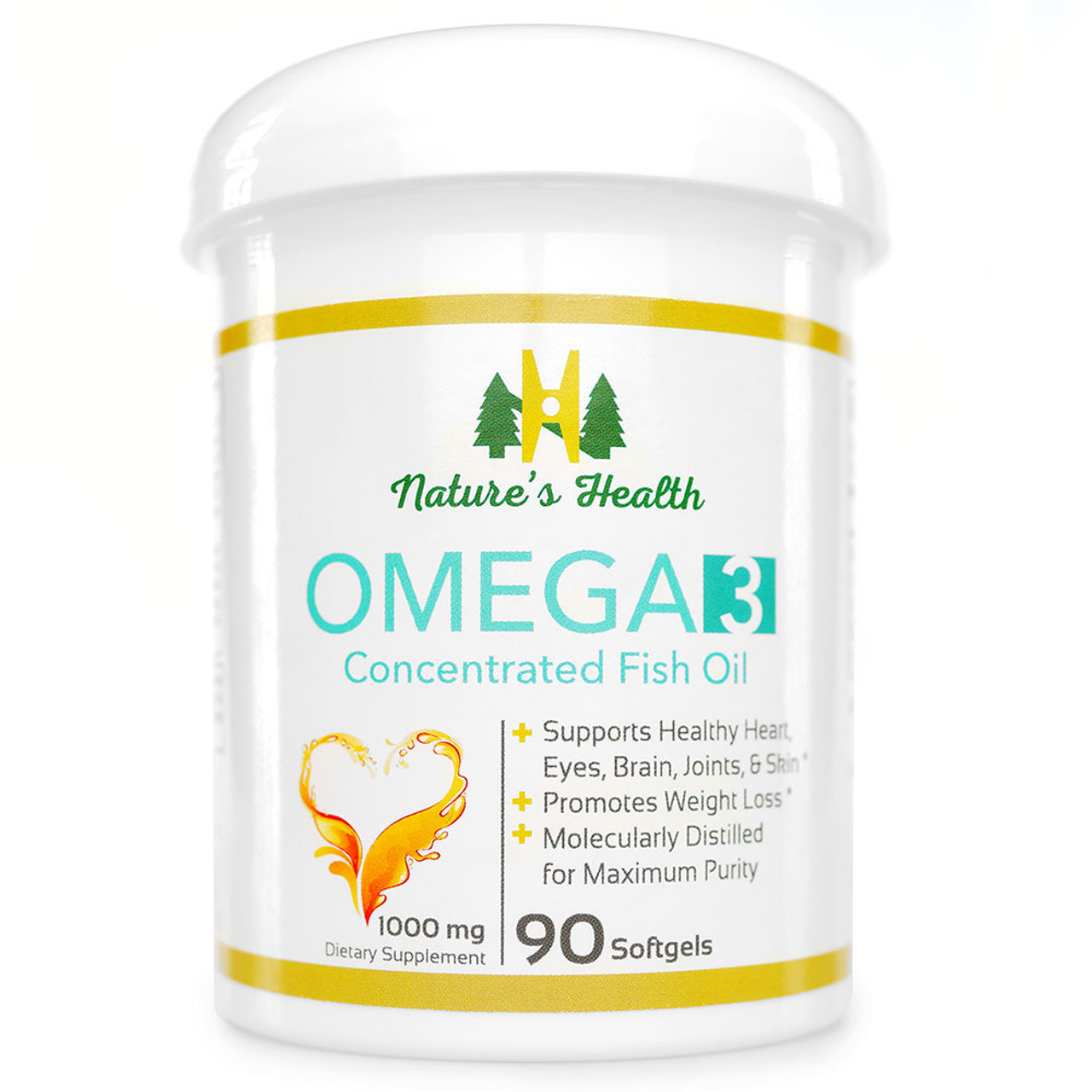 Omega-3 Fish Oil, Molecularly Distilled Softgels