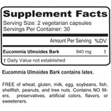 Eucommia Ulmoides Bark Supplement Facts Panel