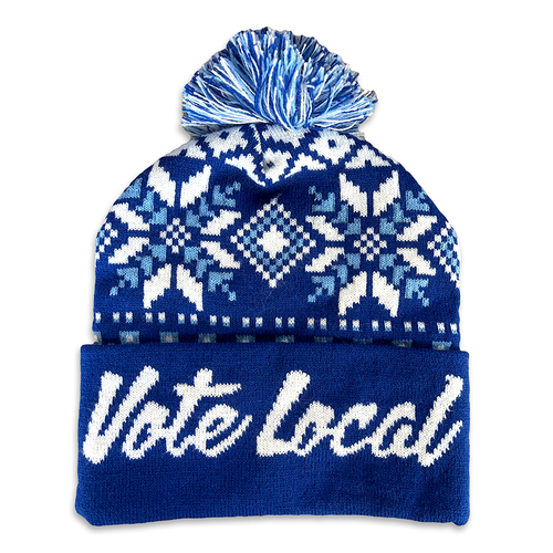 Vote Local (Blue/White Pom Beanie) Vote Local (Blue/White Pom Beanie)