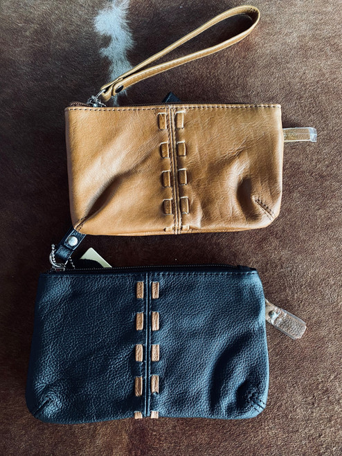 Stitched Leather Wristlet